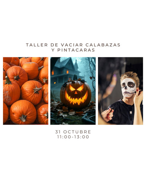Octubre 31 - Taller de Halloween en familia: Vaciar calabazas y pintacaras